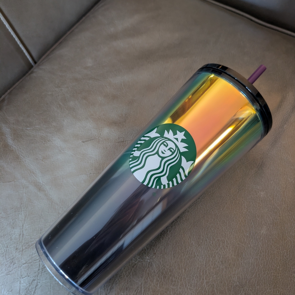 Starbucks Iridescent Tumbler with Purple Straw